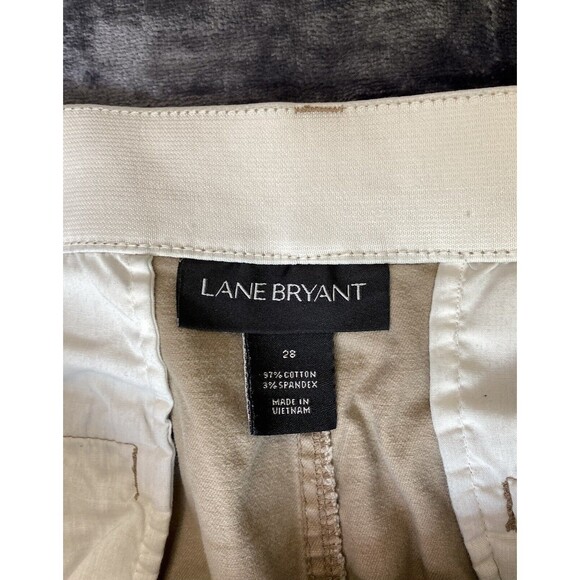 Lane Bryant Shorts Womens Plus Size 28 Chino High Rise Stretch Khaki - Picture 3 of 10